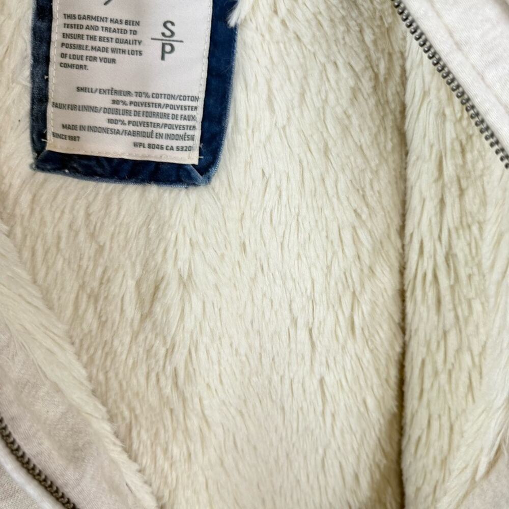 AERO Y2K Creme Hoodie Logo Sherpa Lined Full Zip Pockets Women’s Sz S - Picture 10 of 15